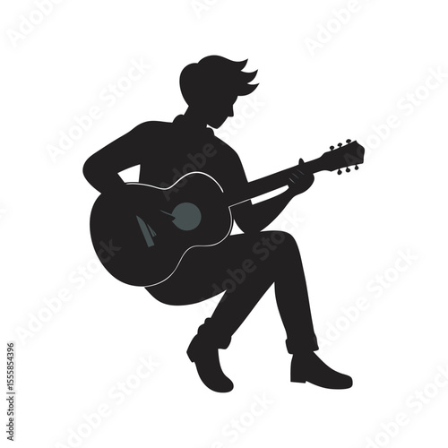 Guitarist Playing Music Silhouette Vector