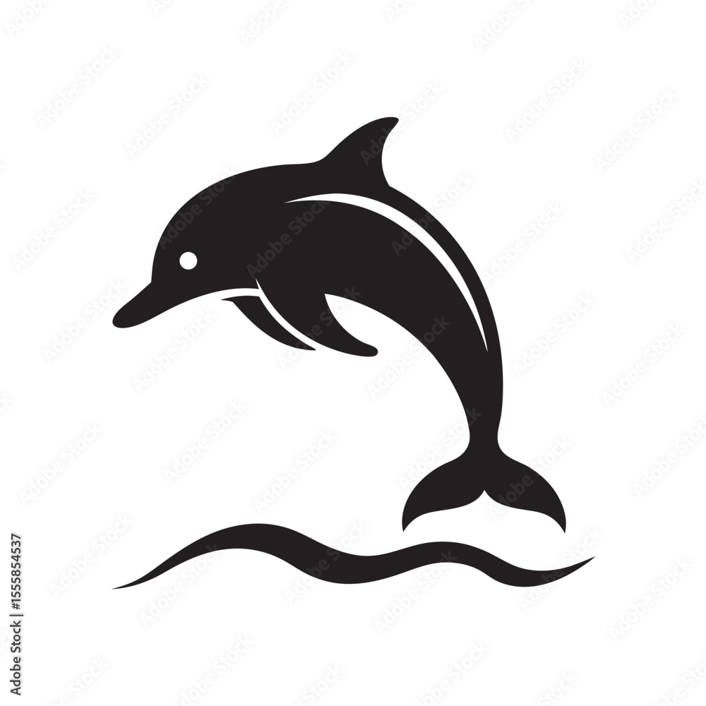 Obraz premium Dolphin Jumping Over Waves Silhouette