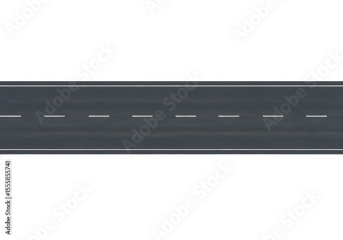 Road isolated on white or transparent background. PNG, top view