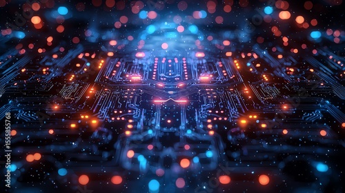 Futuristic Neural Network Circuit Pattern