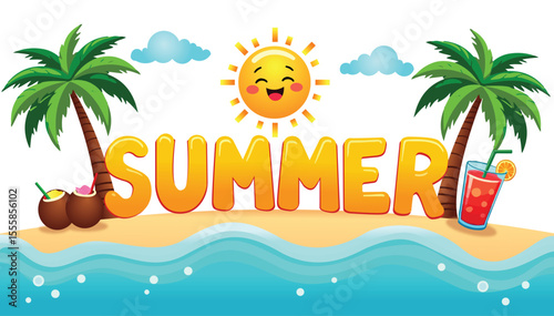 Summer beach illustration 