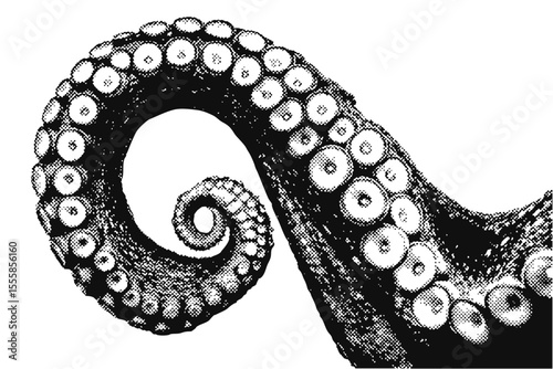 sea monster tentacle halftone grunge vector design element