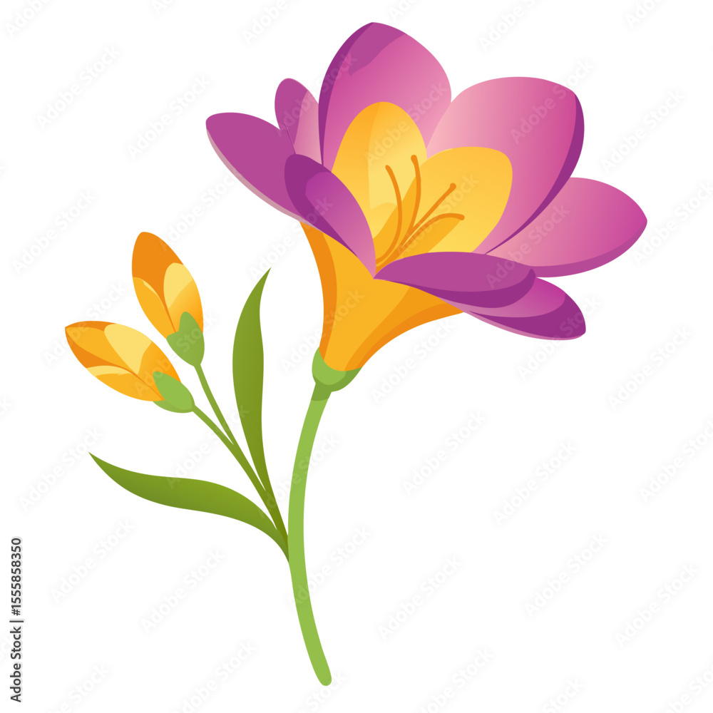 Naklejka premium white background on flower Freesia