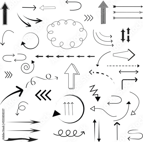 Doodle Arrow Vector Set , Handdrawn Direction Icons