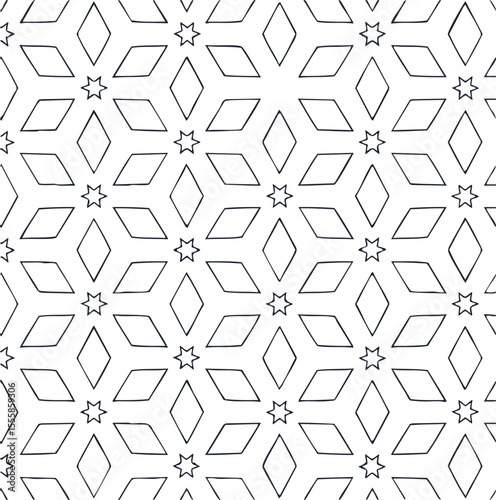 Seamless geometric vector pattern featuring colorful triangles, hexagons, and lines for a modern design backdrop or decorative wallpaper