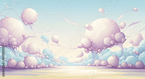 Whimsical Horizon: Playful Abstract Landscape