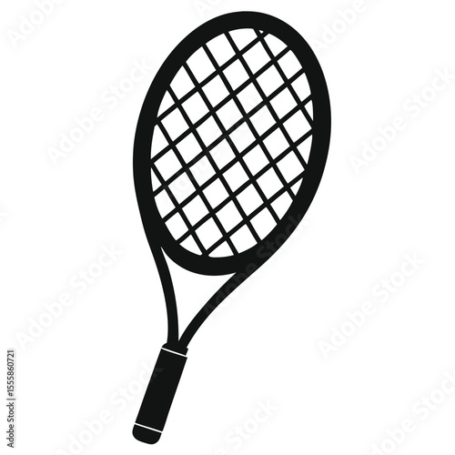 tennis racket silhouette icon isolated on white background