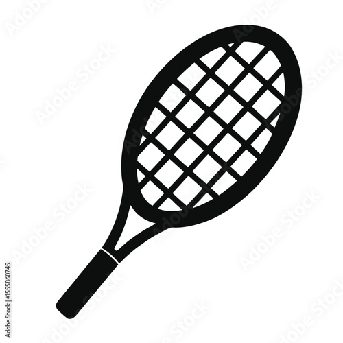 badminton racket silhouette icon isolated on white background