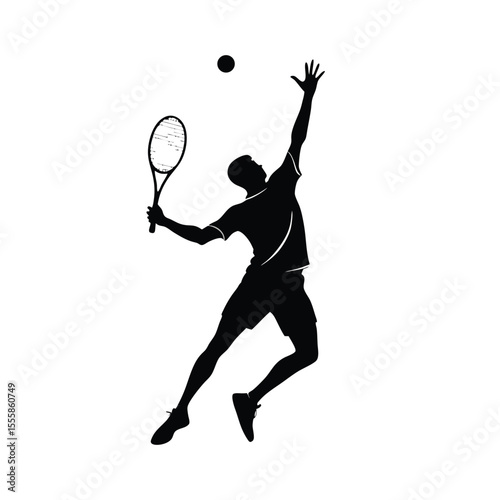 tennis player silhouette vector icon isolated on white background