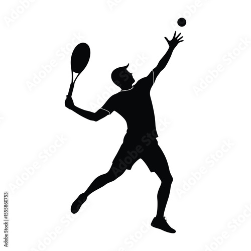 tennis player with ball silhouette icon isolated on white background