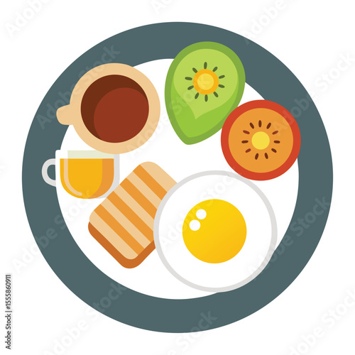 breakfast with fried eggs and bacon icon isolated on white background
