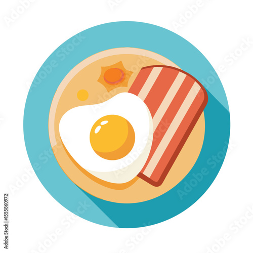 fried eggs and bacon platter, breakfast platter icon isolated on white background