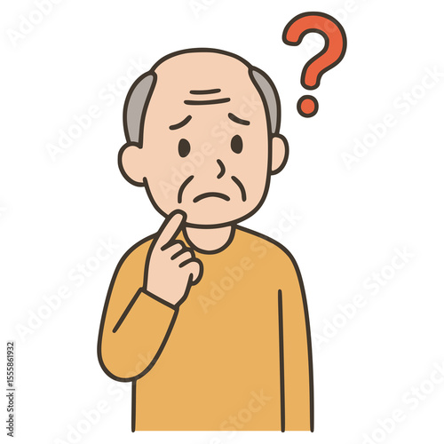 old man question mark flat color vector illustration template design