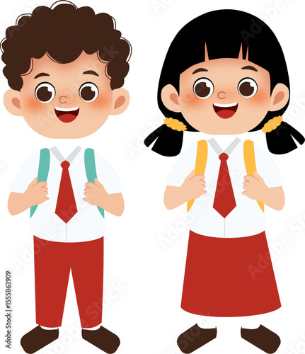 girl and boy go to school