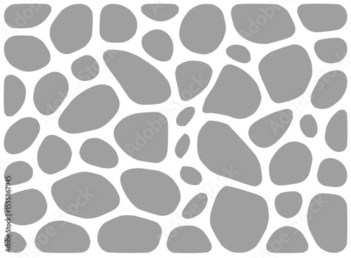 Seamless pebble stone pattern with river rock texture and vector round elements. Summer river background for bathroom floor or game design illustration. Smooth mosaic cobblestone path in interior.