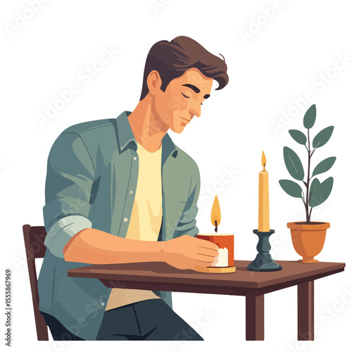  Calm Male Lighting Scented Candle Illustration
