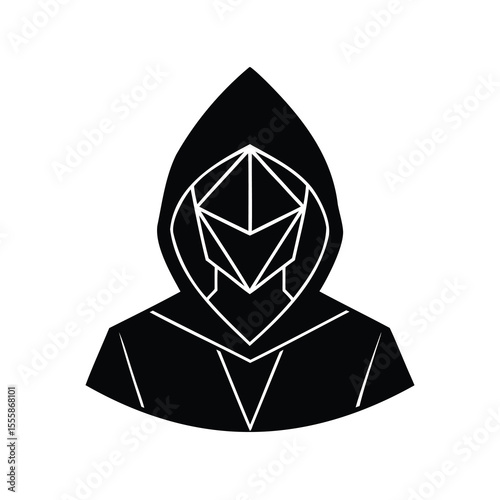 Mysterious Silhouette in Hooded Figure Vector Art Design Illustration