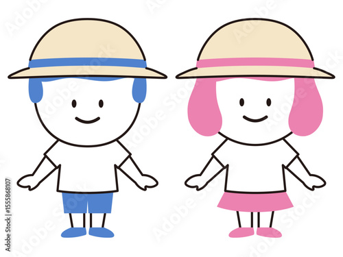夏服を着た子供のイラスト2