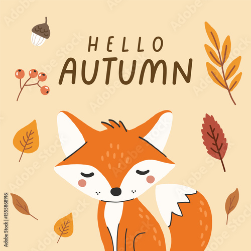 Wild animal isolated, autumn cute forest animal, kids vector, design for posters, stickers, banners