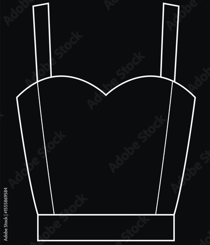 Corsage top image outline white on black background