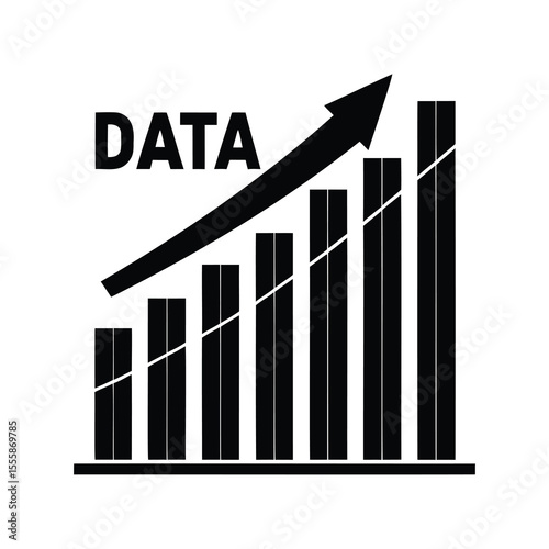 Vibrant rising trend bar graph silhouette clearly showcasing business growth data