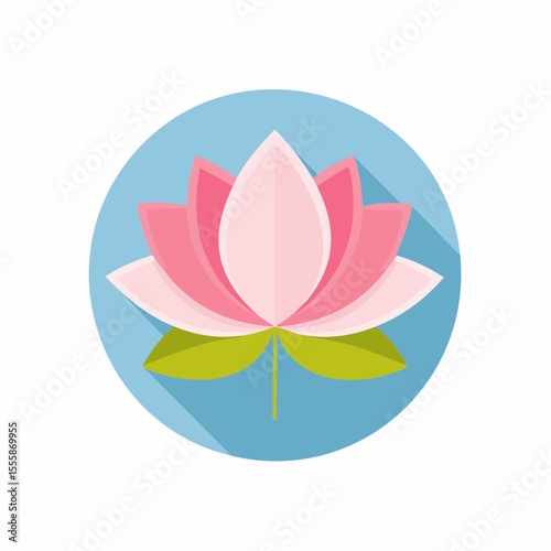 Serene Lotus Emblem: A tranquil representation of a delicate lotus blossom in full bloom, its soft pink petals contrasted against a calming blue backdrop. Evokes feelings of peace and purity. 
