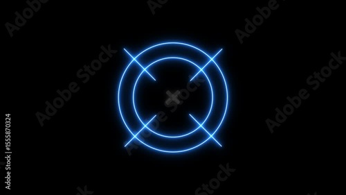 Sight target. Heads up display element of a holographic radial crosshair. Glowing neon target icon animation. Military training , Military target animation .gun aim, sniper target, bullseye, hunting