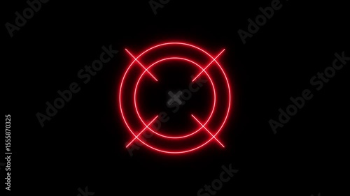 Sight target. Heads up display element of a holographic radial crosshair. Glowing neon target icon animation. Military training , Military target animation .gun aim, sniper target, bullseye, hunting