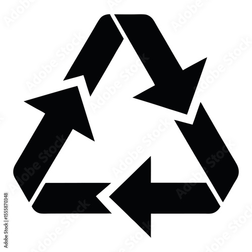 Black Vector Icon of Recycling Triangle with Arrows Forming an Earth – Minimal Symbol on White Background