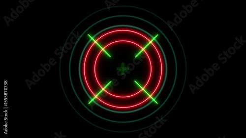 Military training , Military target icon animation .Glowing neon line Target sport icon isolated on black background. Clean target with numbers for shooting range or shooting. 