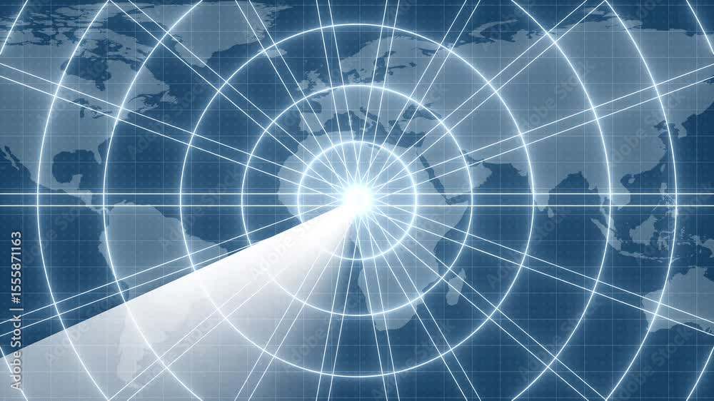 Futuristic HUD Radar Interface with Target Scanning Animation – Holographic Display, Digital Map Tracking, and High-Tech Military Surveillance UI for Advanced Technology Concepts. 4k