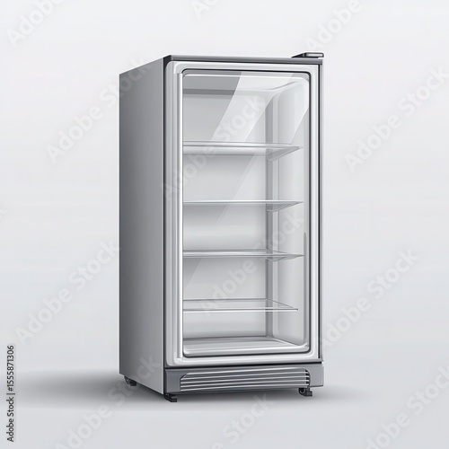 Wallpaper Mural Mini refrigerator for beverages with transparent glass door. Empty gray fridge for fresh food or drinks in supermarket or kitchen. Realistic 3d vector modern cooler with shelves. Torontodigital.ca