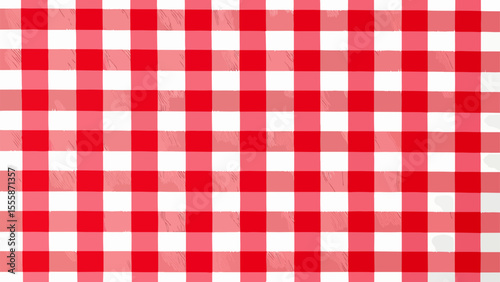 Red gingham check fabric texture