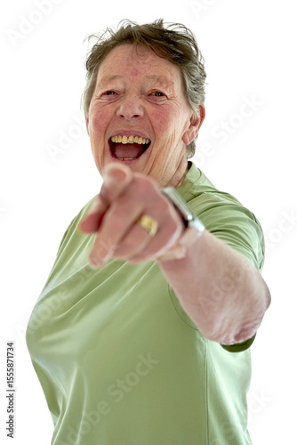 Senior Woman's Surprised Reaction - Isolated on Transparent Background