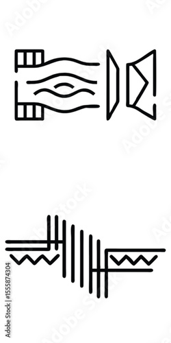 Abstract line art designs showing geometric shapes and patterns  