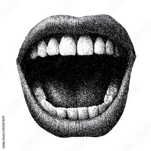 Open Mouth, Expressive Retro Illustration Isolated On Transparent Background