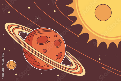 Mars and Sun Vector Illustration Graphic Design Element