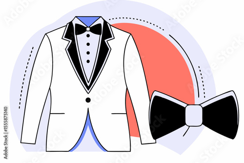 Wedding Suit and Bow Tie Icon Elegant Vector Design