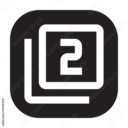 Number 2 inside stacked square icon.