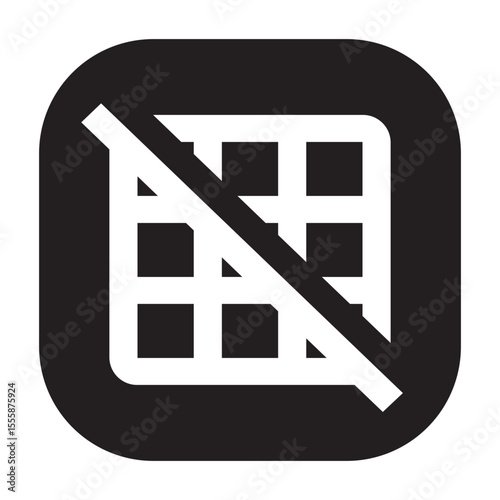 Grid off icon for hiding interface grid overlays.