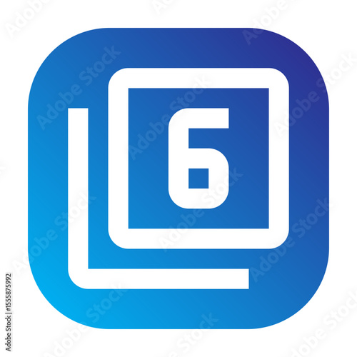 Number 6 stack icon for image or media collections.