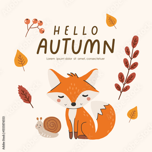 Wild animal isolated, autumn cute forest animal, kids vector, design for posters, stickers, banners