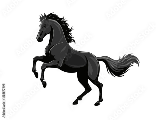 Elegant horse silhouette vectors and icons set featuring running horses, rearing pose, cowboy rider, and wild mustangs in black and white minimal design for versatile use