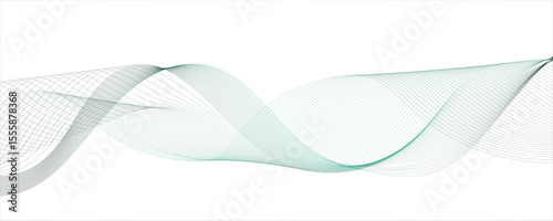 Abstract gradient green wavy flowing dynamic smooth curve lines background. Digital future technology concept, presentation, Wave with lines created using blend tool. Curved wavy line, smooth stripe.