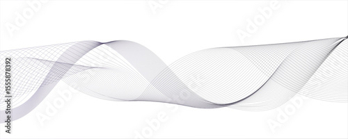 Abstract gradient grey wavy flowing dynamic smooth curve lines background. Digital future technology concept, presentation, Wave with lines created using blend tool. Curved wavy line, smooth stripe.