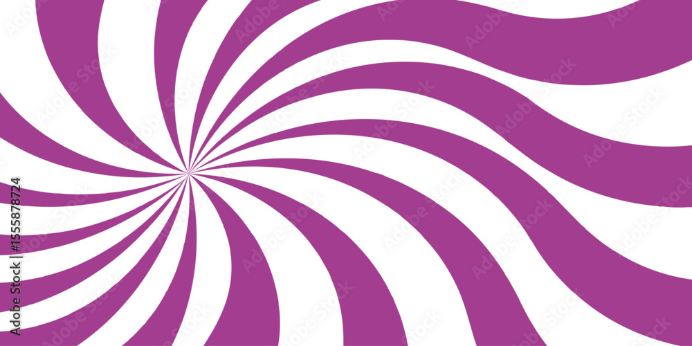 Abstract high energy background featuring a radial burst pattern with alternating curved rays.Dynamic spiral effect reminiscent of retro candy swirls or vintage sunburst posters.