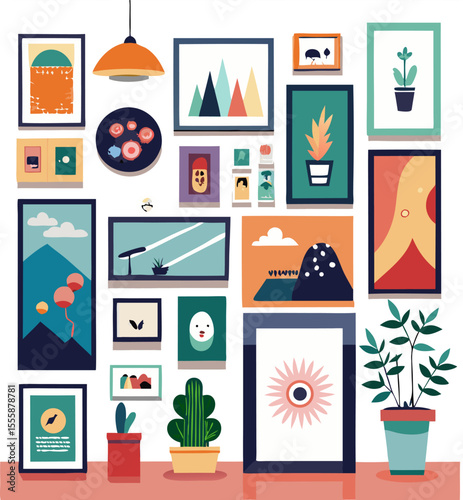 Create a wall with framed art, posters, or even your own photos in a creative arrangement.