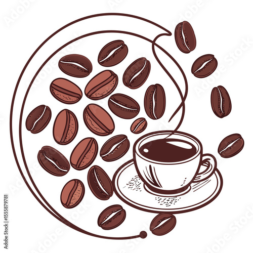 cup of coffee and beans