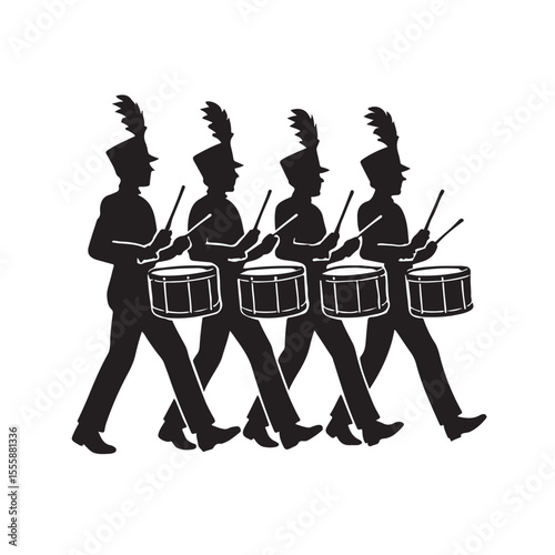 Wallpaper Mural Marching Band Drummers Silhouette Vector Parade Drumline Illustration for Music and Performance Art Torontodigital.ca