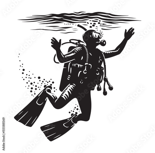 vector Scuba diving Silhouette Collection diving vector graphic